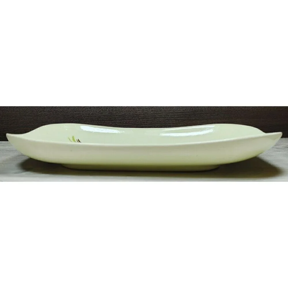 Red Wing Hand Painted Yellow Floral Dinnerware Curved Platter Stamp Rolling Tray